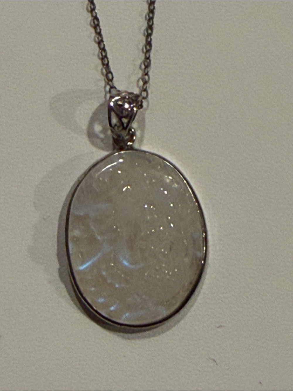 NWOT Carved Moonstone Ganesha Pendant 925 Sterling Silver Chain